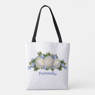 Bolsa Tote Rosa Na moda de Buquê de Flor Plumbago