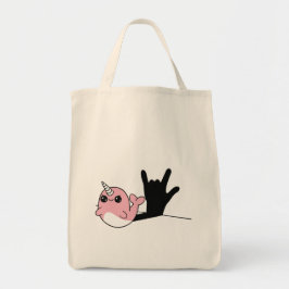 Bolsa Tote Rosa Narwhal ASL I Love You - Deaf Culture Design