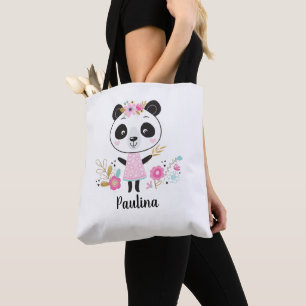 Bolsa Tote Rosa Panda Adorável Menina