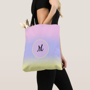 Bolsa Tote Rosa Pastel Azul e Amarelo c/Monograma