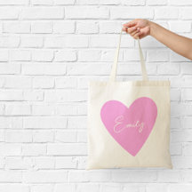 Bolsa Tote Rosa Personalizada com Coração