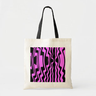 Bolsa Tote Rosa preto e magenta da listra ondulada -