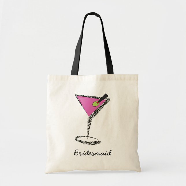 Bolsa Tote rosa quente de martini do divertimento (Frente)