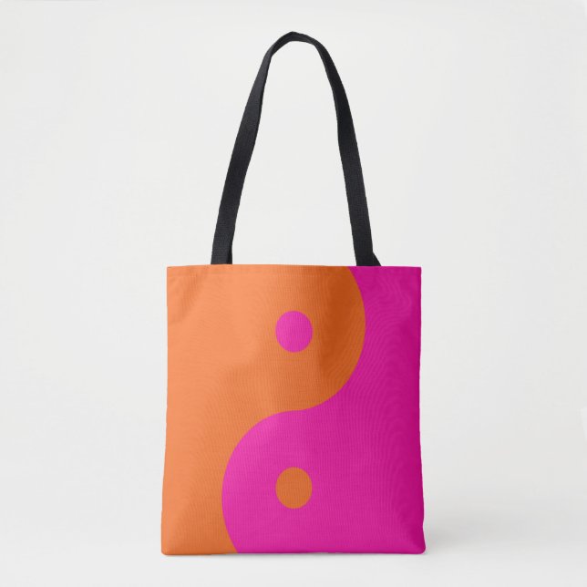 Bolsa Tote Rosa Quente E Yin Yang Laranja (Frente)