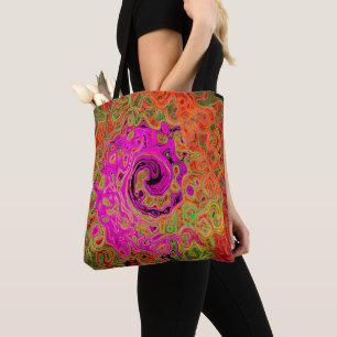 Bolsa Tote Rosa Quente Groovy Abstrato Retro Líquido Turbilhã