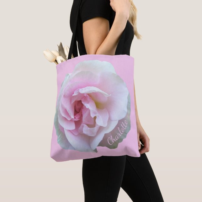Bolsa Tote Rosa Rosa Claro Personalizada (Close Up)