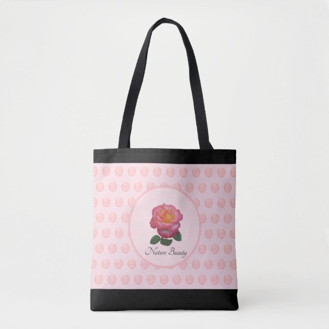 Bolsa Tote Rosa Rosa e Bolinhas Belos (Frente)