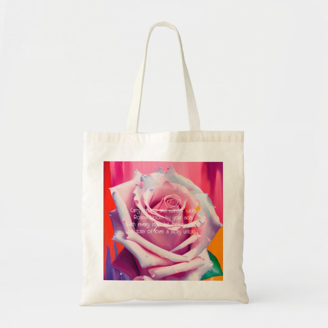 Bolsa Tote Rosa rosa-fria-negrito em Artsy Boêmia Bloompoeira (Frente)