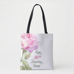 Bolsa Tote Rosa Rosa Pêssego Nun 60º Aniversário Jubileu Cató
