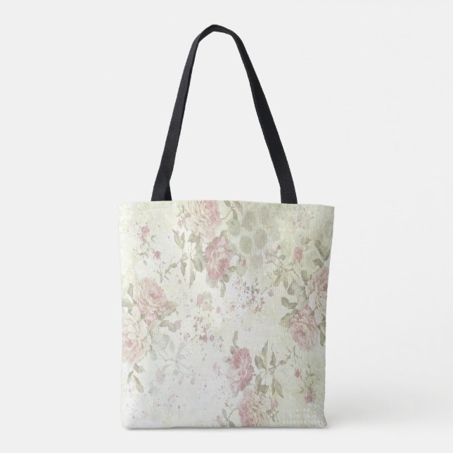 Bolsa Tote Rosa Rosa Rosa Rosa chique Floral (Verso)