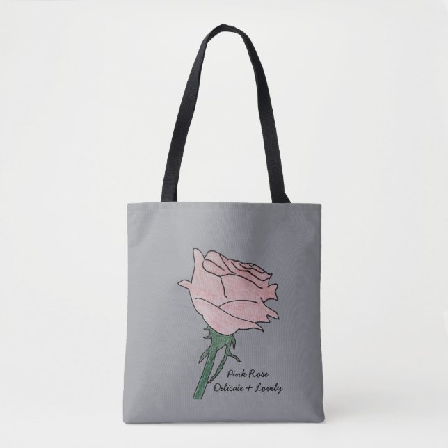Bolsa Tote Rosa Rosa Rosa Rosa - Delicada e Adorável (Frente)