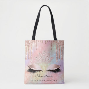 Bolsa Tote Rosa Rosa Rosa Rosa Dourada Blush Holograh Diamond