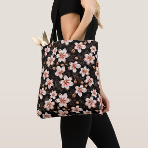 Bolsa Tote Rosa Rosa Rosa Rosa Dourada, Rosa Negra