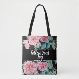 Bolsa Tote Rosa Rosa Rosas Floral Flor Siga Sua Alegria