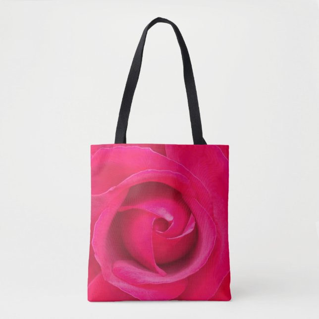 Bolsa Tote Rosa Rosa Vermelha Romântica (Frente)