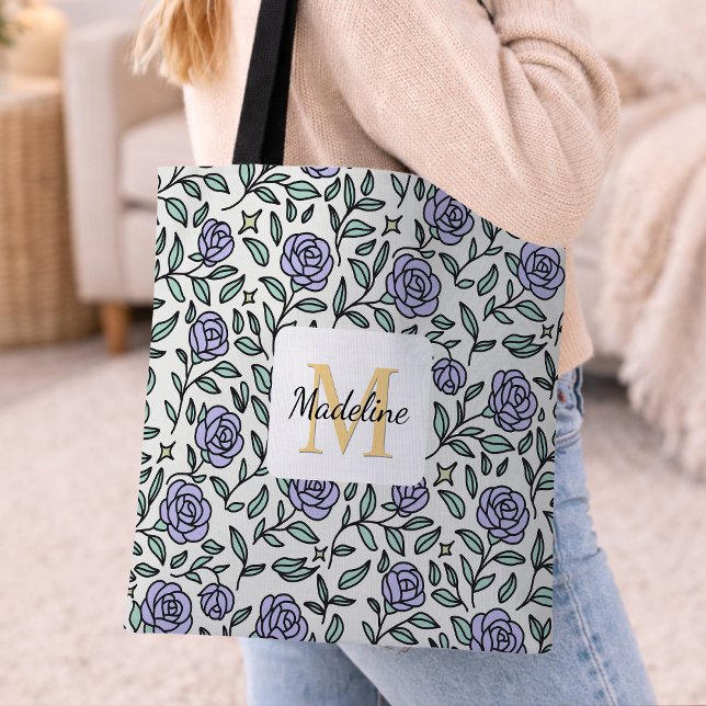 Bolsa Tote Rosa Roxa Jardim da Bela Fera Personalizada (Criador carregado)