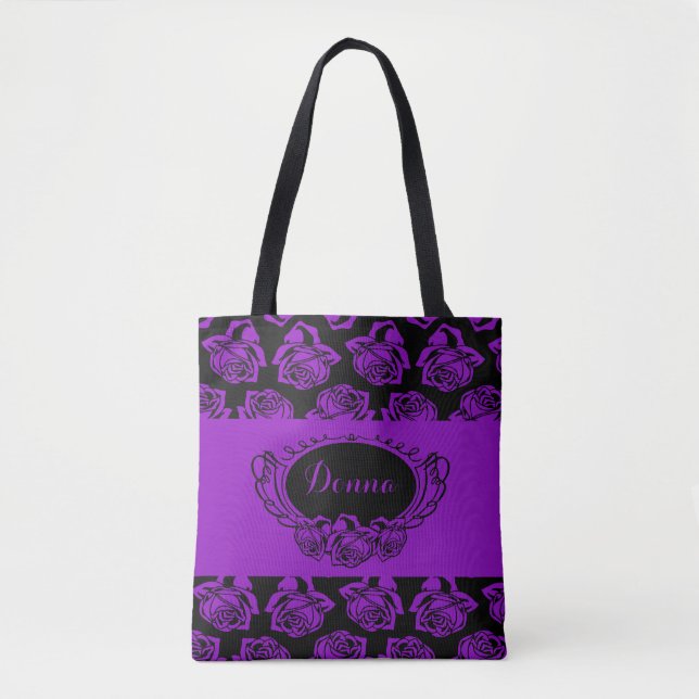 Bolsa Tote Rosa roxo e preto (Frente)