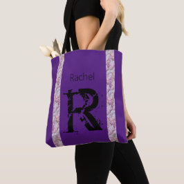 Bolsa Tote Rosa Roxo Preto Quartz Monograma Nome Moderno