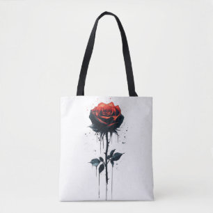 Bolsa Tote Rosa Sangrando: Arte Floral Gótica