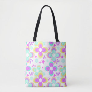 Bolsa Tote Rosa, turquesa, floral