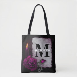 Bolsa Tote Rosa, Vela, Pergaminho e Bloqueio Gótico