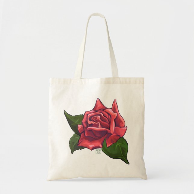Bolsa Tote Rosa vermelha bonito (Frente)