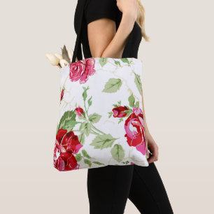 Bolsa Tote Rosa vermelha de impressão clássico de de, obrigad