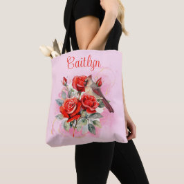 Bolsa Tote Rosa vermelha e Cardeal