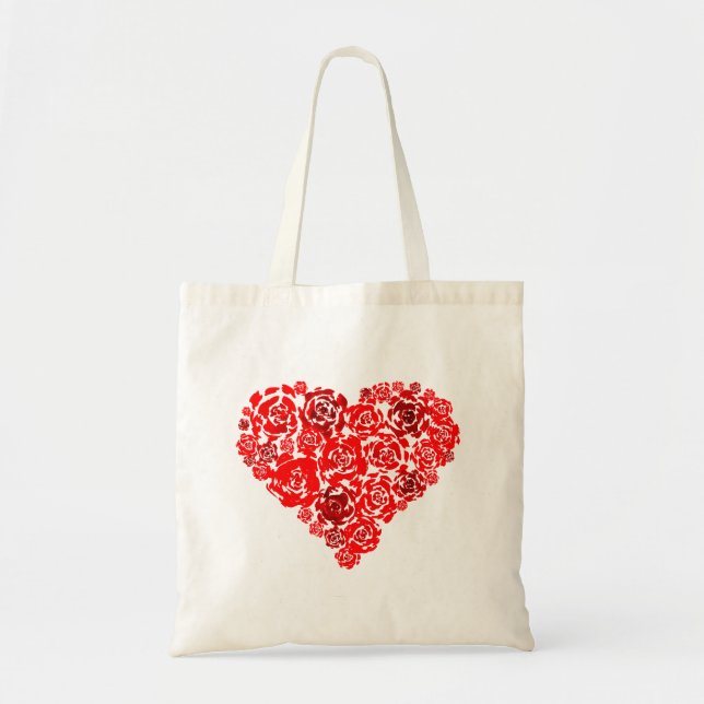 Bolsa Tote Rosa vermelha Heart (Frente)