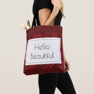 Bolsa Tote rosa vermelha "Olá, Linda"