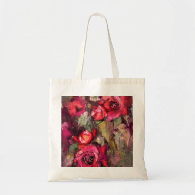 Bolsa Tote Rosa vermelha - Primavera - pintura original Abstr (Frente)