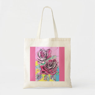 Bolsa Tote Rosa Vermelha Rosas Rosa Floral Aquarela Flor