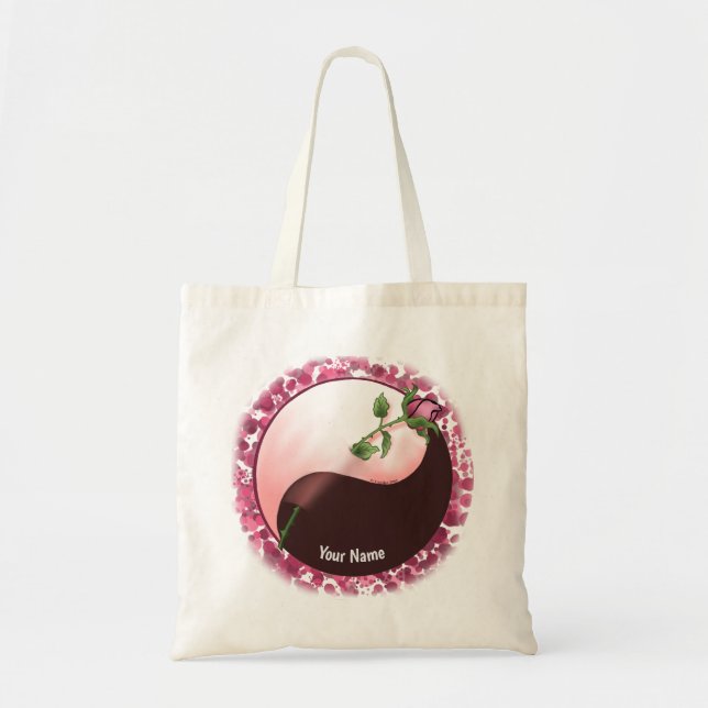 Bolsa Tote Rosa vermelha Yin Yang (Frente)