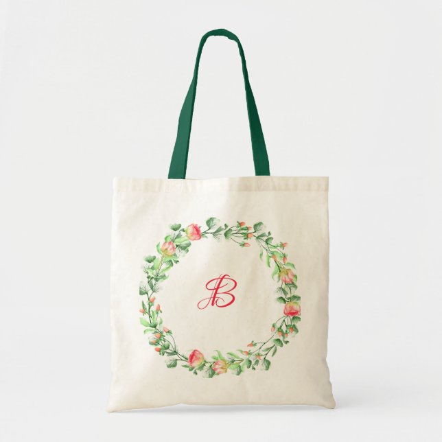 Bolsa Tote Rosa Wreath (Frente)