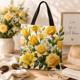 Bolsa Tote Rosas amarelas lírios 