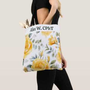 Bolsa Tote Rosas Amarelas Personalizadas e Barra de Totas de 