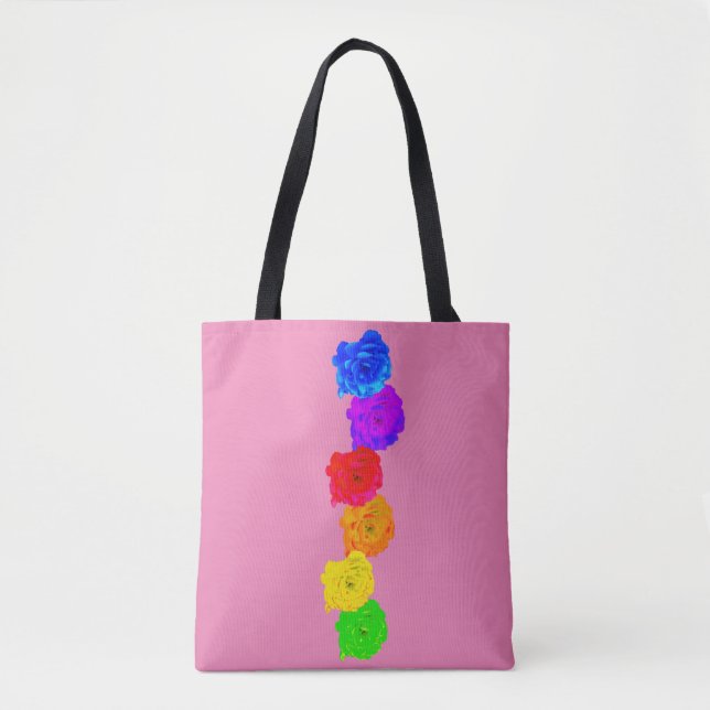 Bolsa Tote Rosas arco-íris (Frente)