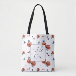 Bolsa Tote Rosas Azul e Laranja Bridesmaid