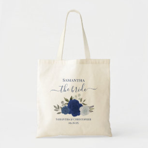 Bolsa Tote Rosas Boho Azul Rústico Noiva Elegante Casamento