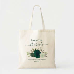 Bolsa Tote Rosas Boho Verde Esmeralda Noiva Elegante Casament