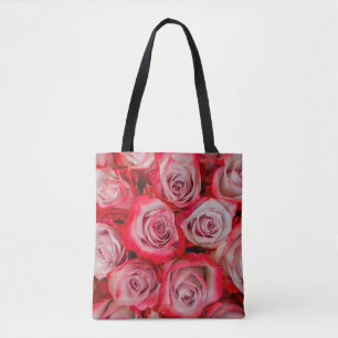 Bolsa Tote Rosas bonitas em buquê rosa e vermelho