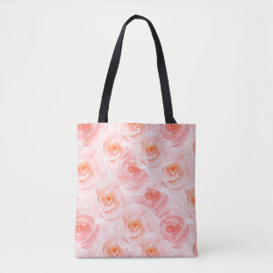 Bolsa Tote Rosas bonito de Cor de Água Rosa