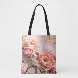 Bolsa Tote Rosas cor-de-rosa com flores