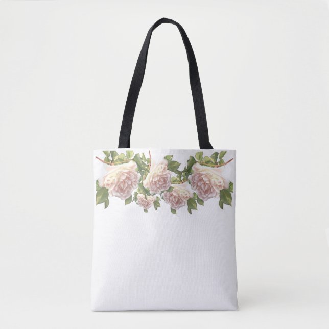 Bolsa Tote Rosas cor-de-rosa marfim-de-cheiro Elegante (Frente)