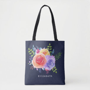Bolsa Tote Rosas de Aquarela Buquê Floral