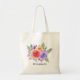 Bolsa Tote Rosas de Aquarela Buquê Floral