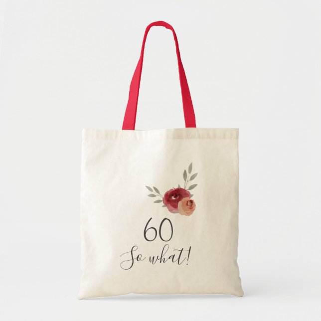 Bolsa Tote Rosas de Aquarela Positiva Floral 60º Aniversário (Frente)