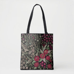 Bolsa Tote Rosas de aquarela sobre fundo preto, aquarela