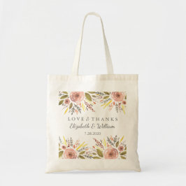 Bolsa Tote Rosas de Blush Russo de Casamento Floral Personali