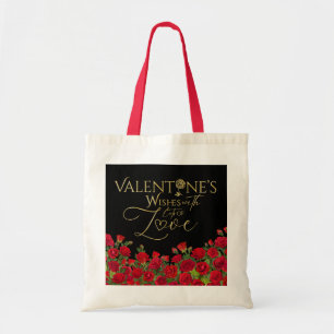 Bolsa Tote Rosas de Caligrafia Dourada Minimalista para o Dia